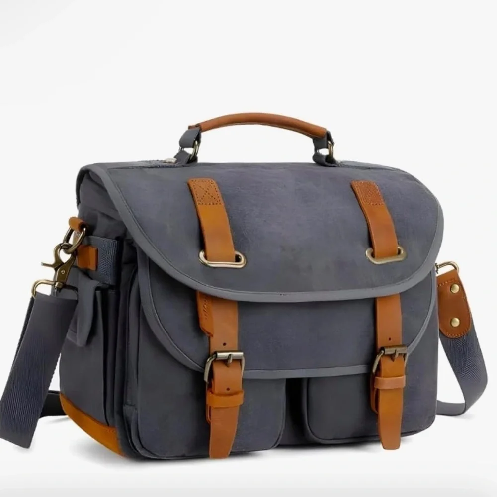 Brand New Retro Camera Bag Photography Canvas Shoulder Sling Case Vintage Gray